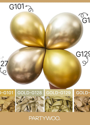 PartyWoo Metallic Gold Balloons 152 pcs Chrome Gold Balloons Different Sizes Pack of 18 12 10 5 Inch Gold Balloon Arch Kit Balloon Garland for Birthday Graduation New Year Party Decorations Gold G127