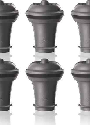 Vacu Vin Wine Stopper Set – 6 Pack Wine Bottle Stopper Cork Alternative – Vacuum Wine Stoppers for Wine Bottles – Reusable Rubber Bottle Stoppers for Wine Saver Pump – Gray