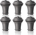 Vacu Vin Wine Saver Vacuum Stoppers ??Set of 6 ??Gray ??Airtight Seal for Opened Bottles ??Preserves Wine Freshness Up to 10 Days ??Reusable & Dishwasher Safe ??For Wine Saver Pump