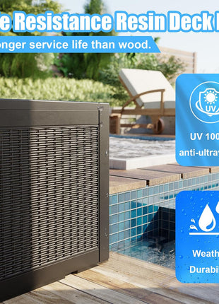100 Gallon Deck Box,Resin Outdoor Storage Box with Lockable for Patio Furniture, Pool Accessories, Garden Tools Waterproof Outside Storage Box, Black