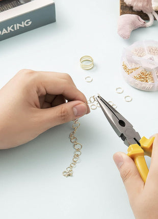 Handyman Crafts Jump Rings Kit With1000PCS Open Jump Rings 40PCS 12mm Lobster Clasps and Jump Rings Opener for Jewelry Making Keychains and Necklace Repair (Gold)