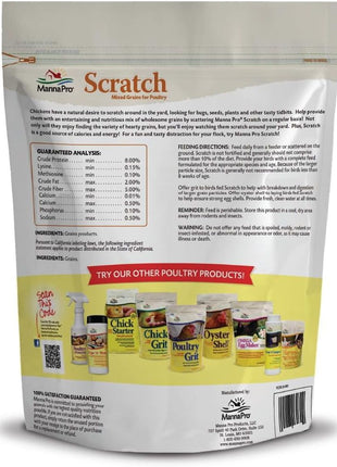 Manna Pro Ultimate Chicken Scratch Feed, Nutrient-Rich Scratch Grain Treat for Chickens and Poultry, Natural Multigrain Blend for Backyard Flocks and Laying Hens, Made in USA, 10 lb Bag