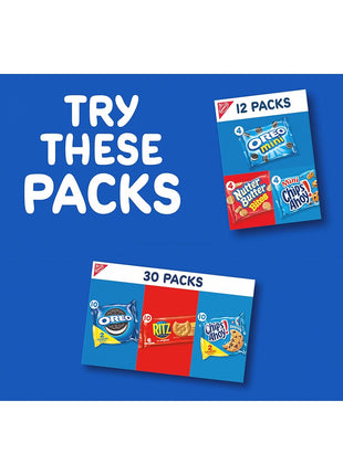 Nabisco Team Favorites Variety Pack, OREO Mini, CHIPS AHOY! Mini, Teddy Grahams Honey & Barnum's Animal Crackers, 30 Snack Packs