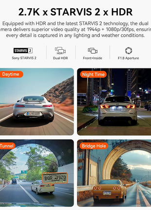 Vantrue N2X 2.7K Dash Cam Front and Inside, 5G WiFi Dual Dash Camera for Car with HDR IR Night Vision, STARVIS 2, GPS, 2.5K/60FPS, G-Sensor, 24/7 Parking Mode, Voice Control, Support 512GB Max
