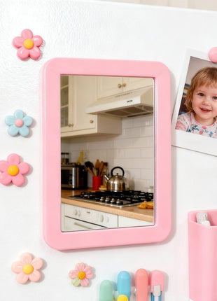 ARTLYMERS Locker Mirror Magnetic, Locker Accessories, 5x7 Real Glass Pink | Locker Decor & Stuff, Magnet Backing, Back to School, Classroom Decorations, Household Refrigerator, Office Cabinet, Bathroom