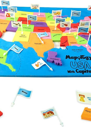 Imagimake Mapology USA Map Jigsaw Puzzle, Learn States, Capitals with Flags | Educational Geography Toy, 50 State Puzzle, Learn USA Capitals, Birthday Gift for Boy & Girl Ages 5,6,7,8,9,10,11,12 Year Old