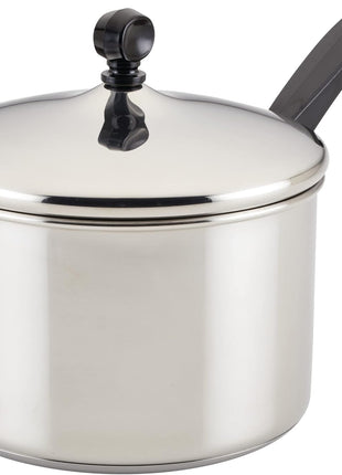Farberware Classic Series Stainless Steel Sauce Pan with Lid, 3-Quart, Stainless Steel Pans, Induction Cookware