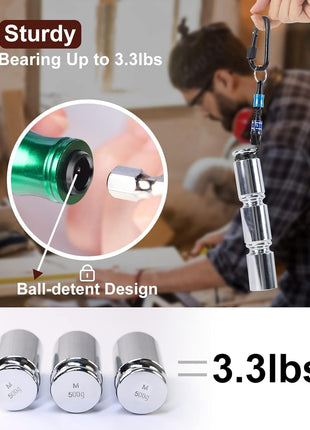 Push to Unlock,Katerk 6pcs 1/4 inch Hex Shank Aluminum Alloy Screwdriver Bit Holder Light-Weight Quick-Change Extension Bar Keychain Drill Screw Adapter Portable,Black Carabiner,Tool Gifts for Men