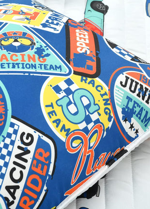 Lush Decor Race Car Kids' 3-Piece Quilt Bed Set, Reversible Bedding Set for Boys, White, Full/Queen