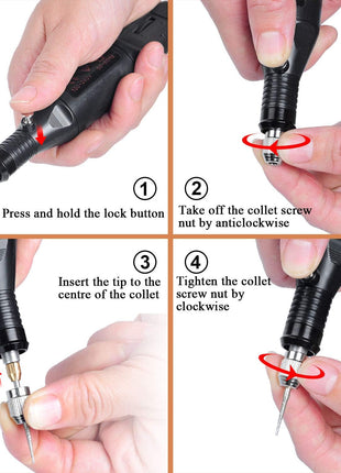 108 Pcs Engraving Tool Kit, Multi-Functional Electric Corded Micro Engraver Etching Pen DIY Rotary Tool for Jewelry Glass Wood Metal Plastic with Scriber, 82 Accessories and 24 Stencils - Black