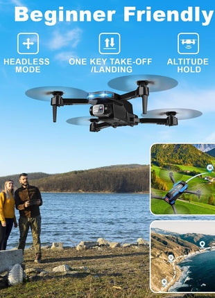 Drone with 1080P Camera - Foldable Remote Control Quadcopter with Gesture Control, 3D Flip, One Key Start, Emergency Stop, 2 Batteries, Easier to use, Toy for Kids Adult Beginners