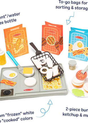 Melissa & Doug Flip & Fry Grill Play Set with Water Wow!® Kids Kitchen Playset with Color Changing Play Food, Preschool Toys for Girls & Boys Ages 3+