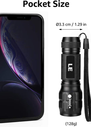 Lighting EVER LED Flashlights High Lumens, Small Flashlight, Waterproof, Adjustable Focus Flash Light for Outdoor, Emergency, AAA Batteries Included, Tactical & Camping Accessories