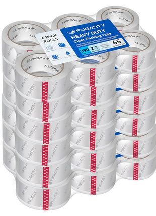 FugaCity Clear Packing Tape Refills (6 Rolls),Heavy Duty Packaging Tape for Moving Supplies,2.7 Mil Thick Shipping Tape, 1.88 Wide,65 Yards Per Roll,Total 390 Yards