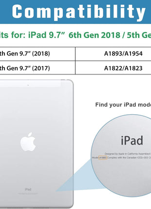 ProCase Smart Case for iPad 9.7 Inch iPad 6th/5th Generation 2018 2017(Model: A1893 A1954 A1822 A1823), Ultra Slim Lightweight Stand Cover with Translucent Frosted Back -Navy