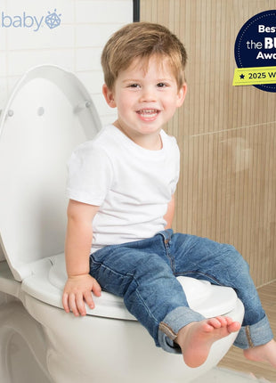 Jool Baby Quick Flip Toilet Seat with Built-in Potty & Splash Guard for Toddler Training, Slow Close (Elongated)