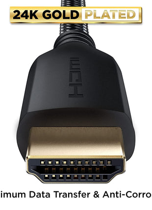 PowerBear 4K HDMI Cable 10 ft | High Speed Hdmi Cables, Braided Nylon & Gold Connectors, 4K @ 60Hz, Ultra HD, 2K, 1080P, ARC & CL3 Rated | for Laptop, Monitor, PS5, PS4, Xbox One, Fire TV, & More