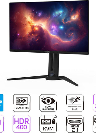 GIGABYTE - AORUS FO27Q2 (SA) - 27 inch QD-OLED Gaming Monitor - QHD 2560x1440-240Hz - 0.03ms GTG - AMD FreeSync Premium Pro - Type C KVM - HDMI, DP, Type C - Height Adjustable - Black