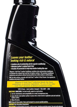Meguiar's Gold Class Leather Conditioner Spray - Premium Car Leather Conditioner - Protect Your Car's Seats from Cracking, Fading and Drying Out - Keep It Looking and Feeling New, 16 Oz