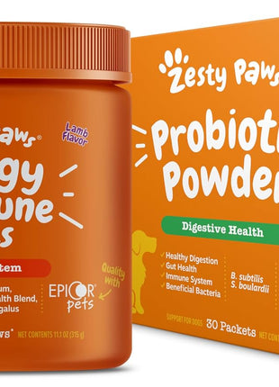 Zesty Paws Dog Allergy Immune Bites - Itching Skin Relief + Probiotic Powder for Dogs