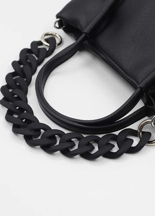 AUMEY Large Flat Chain Strap - Acrylic Luxury Handbag Strap Fashionable Replacement Purse Clutches Handles for DIY Crafts, 15.7 inch of Each ... (02- Black)