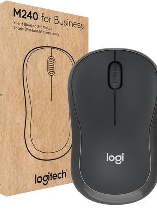 Logitech M240 for Business Silent Wireless Mouse, Secure Logi Bolt USB Receiver, Bluetooth, Globally Certified for Windows, Mac, Chrome, Linux, iPadOS, Android - Graphite