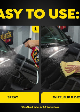 Meguiar's Quik Wax, Spray Wax for Car Detailing that Creates a Deep Shiny Look, Can Be Applied to Wet or Dried Paint and In Direct Sunlight, Moisture Rolls Off Waxed Paint, 24 Oz