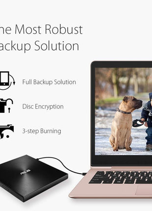 ASUS ZenDrive Black 13mm External 8X DVD/Burner Drive +/-RW with M-Disc Support, Compatible with Both Mac & Windows and Nero BackItUp for Android Devices (USB 2.0 & Type-C Cables Included)