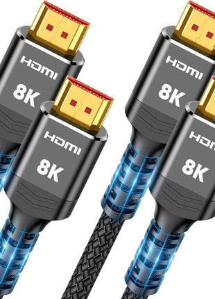 10K 8K HDMI 2.1 Cable 2-Pack 6.6FT, Highwings Certified 48Gbps Ultra High Speed Slim HDMI Cord,Support 4K@120Hz 8K@60Hz, HDCP 2.2&2.3, Dynamic HDR,eARC,DTS:X, Compatible with Roku TV/HDTV/PS5/Blu-ray