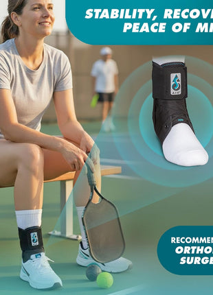 Med Spec ASO Ankle Stabilizer Lace Up Ankle Brace Sprain Support Black, MD | Ankle Brace for Sprains, Instability, Bilateral Orthopedic Support, Sports Injury Recovery, Men, Women, Teens & Kids. 264014