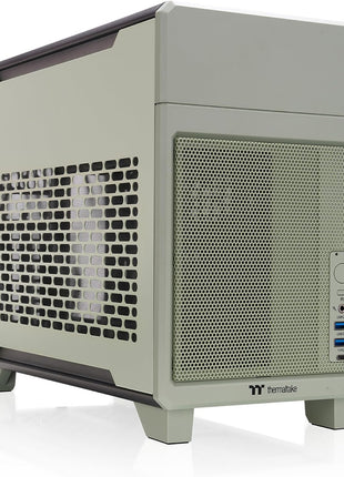Thermaltake TR100 SFF Chassis; mITX Support; 18.9 Liters; PCIe 4.0 Riser Cable Included; 360mm GPU Clearance; 280mm Radiator Support; Removable PCIe Bracket; Matcha Green; CA-11A-00SENN-00