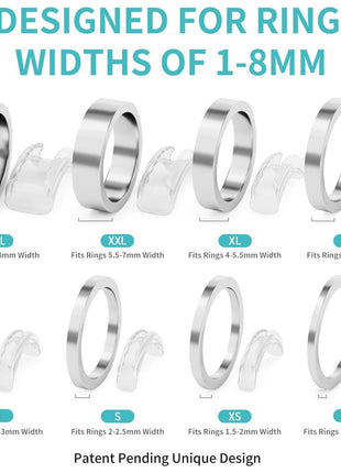 Ring Sizers for Loose Rings, 8 Pack 8 Sizes, Ring Size Adjuster, Invisible Ring Guards for Women and Men, Ring Resizer with Polishing Cloth,Fits Bands Width to 1-8mm