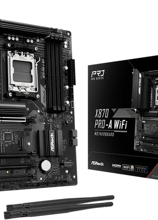 ASRock X870 Pro-A WiFi ATX Motherboard - AMD AM5 Ryzen 9000/8000/7000, DDR5 8000+(OC), PCIe 5.0, Dual USB4 Type-C, Wi-Fi 7, 2.5GbE