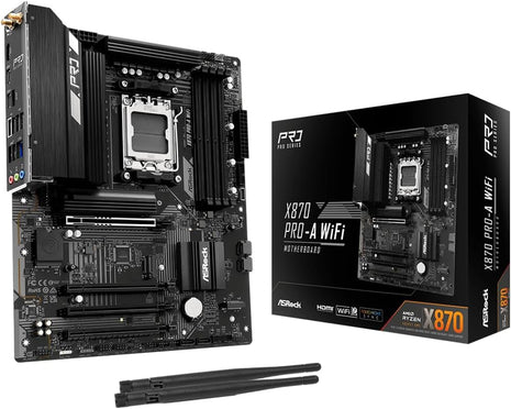 ASRock X870 Pro-A WiFi ATX Motherboard - AMD AM5 Ryzen 9000/8000/7000, DDR5 8000+(OC), PCIe 5.0, Dual USB4 Type-C, Wi-Fi 7, 2.5GbE