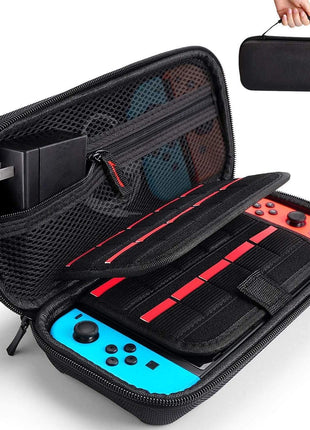 Deruitu Switch Carrying Case Compatible with Nintendo Switch/Switch OLED - Fit AC Charger Adapter - with 20 Game Cartridges Hard Shell Travel Switch Pouch for Console & Accessories