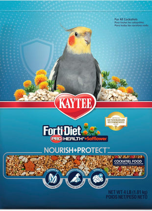 Kaytee Forti-Diet Pro Health+Safflower Nourish+Protect Cockatiel Food, Supports Breeding and Molting, Nutrition Backed by Science, Digestive and Brain Health, 4 pounds