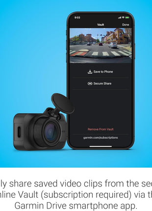 Garmin Dash Cam™ Mini 3, Ultracompact 1080p HD Dash Cam with a 140-degree Field of View, Built in Clarity™ Polarizer, Voice Controlled, Automatic Recording