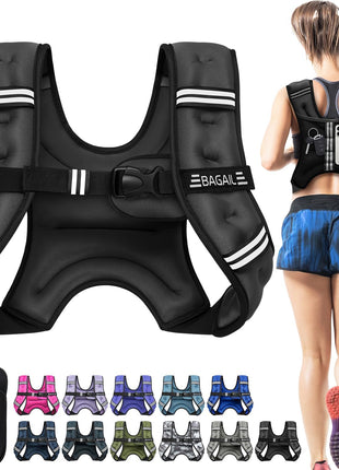 BAGAIL Comfort-Fit Weighted Vest for Woman, Even Weight Distribution, Faster Weight Loss, No-Chafe or Bounce for Walking & Running with Detachable Phone Pouch & Reflective Stripes (Available 5-30lbs)