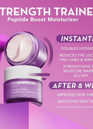 Ole Henriksen Strenth Trainer Peptide Boost Facial Moisturizer with ceramides and collagen Full Size UNBOXED 1.7 fluid ounces 50 milliliter Jar