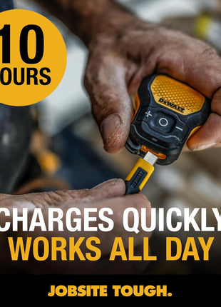 DEWALT Wearable Bluetooth Speaker (Updated Version), Clip-On Wireless Jobsite Pro Water-Resistant Portable Speaker (Non-Magnetic), Built-in Mic for Hands-Free Music/Calls, Bluetooth Speaker (Yellow)