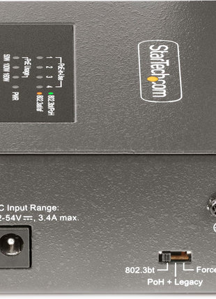 StarTech.com 4-Port Multi-Gigabit PoE++ Injector, 5/2.5/1G Ethernet (NBASE-T), PoE/PoE+/PoE++, Wall/DIN Rail Mountable, TAA
