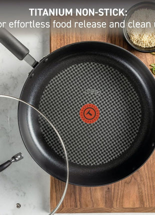 T-Fal Ultimate Hard Anodized Nonstick Fry Pan With Lid 12 Inch, Oven Broiler Safe 400F, Lid Safe 350F, Cookware, Pots and Pans, Kitchen Frying Pans, Skillets, Home, Dishwasher Safe, Onyx