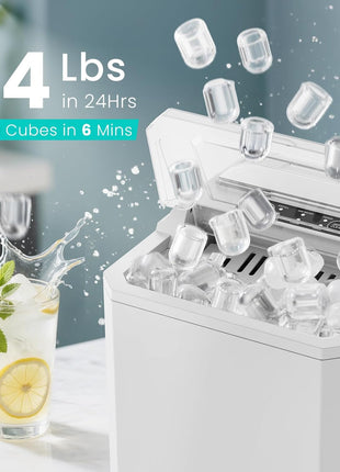 OLIXIS Ice Maker Machine, 26lbs in 24Hrs, 9 Ice Cubes in 6 Mins,Auto-Cleaning Portable Ice Maker with Basket and Scoop, Countertop Ice Maker for Home/Kitchen/Camping/RV, White