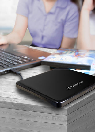 Transcend 8K Extra Slim Portable DVD Writer Optical Drive (TS8XDVDS-K)