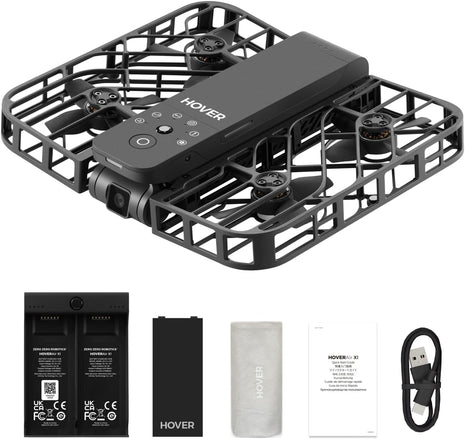 HOVERAir X1 Drone with Camera, Follow-me Drone with Self-Flying Mode | Foldable Mini Drone with HDR Video Capture, Palm Takeoff, Intelligent Flight Paths, Hands-Free Control Black (Combo)