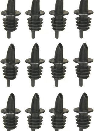 Tablecraft Free Flow Pourers, 2.5 x 1.25 Inch, 12 Count, Black