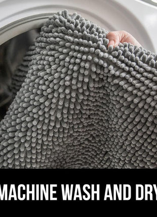 GORILLA GRIP Bath Rug Mat, Thick Soft Absorbent Chenille, Quick Dry Microfiber Mats, Rubber Backing Washable Shower Floor Rugs, Bathmat Runner, US Designed Bathroom Home Decor Accessories 24x17, Grey