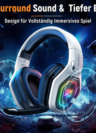 Ozeino 2.4GHz Wireless Gaming Headset for PC, Ps5, Ps4 - Lossless Audio USB & Type-C Ultra Stable Gaming Headphones with Flip Microphone, 40-Hr Battery Gamer Headset for Switch, Laptop, Mobile, Mac