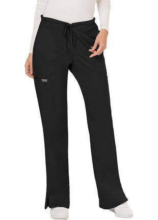Cherokee WW Revolution Women's Mid Rise Straight Leg Pull-on Pant,D3Pewter,Medium Black
