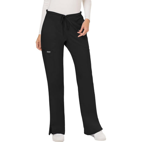 Cherokee WW Revolution Women's Mid Rise Straight Leg Pull-on Pant,D3Pewter,Medium Black